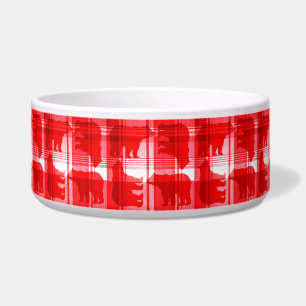 Rustic red plaid bears pet bowl