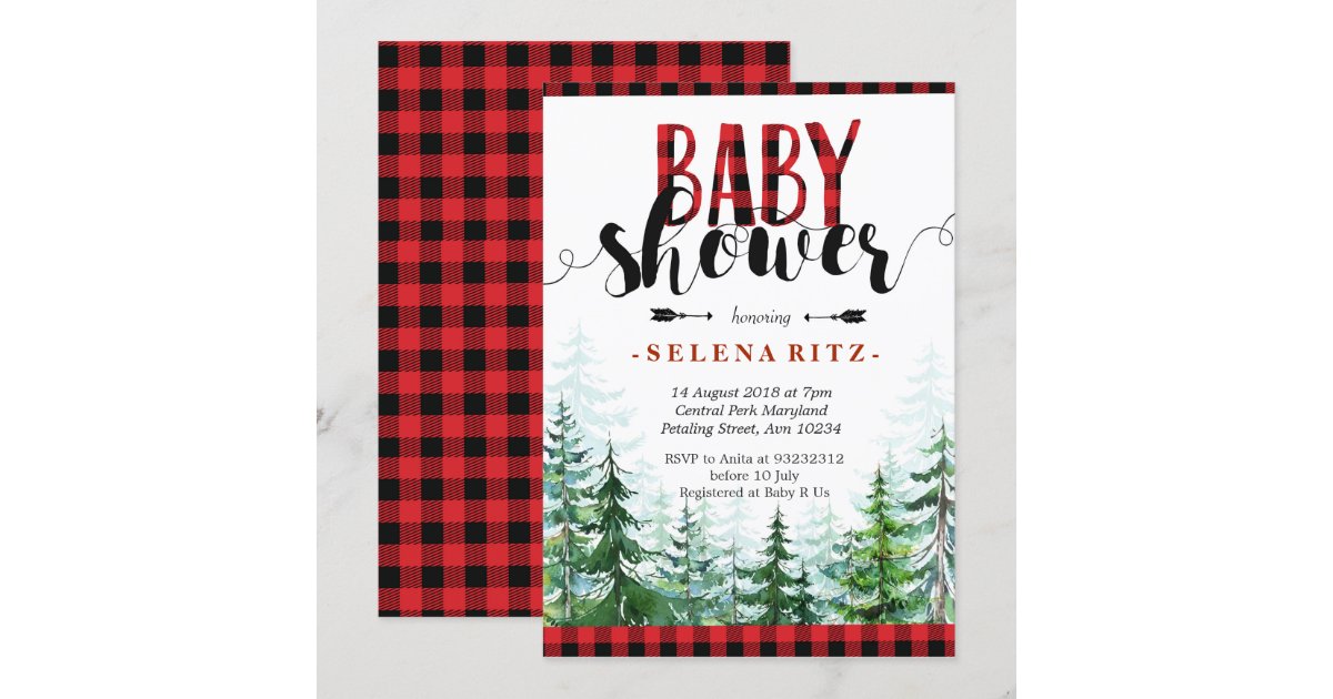 Rustic Red Plaid Boy Baby Shower Invitation Zazzle