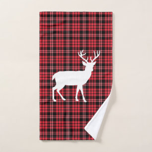 Rustic Red Plaid Christmas Bath Towel Set