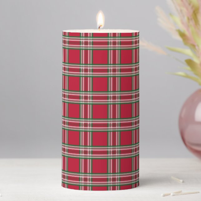 Rustic Red Plaid Christmas Candle Decoration (In Situ)