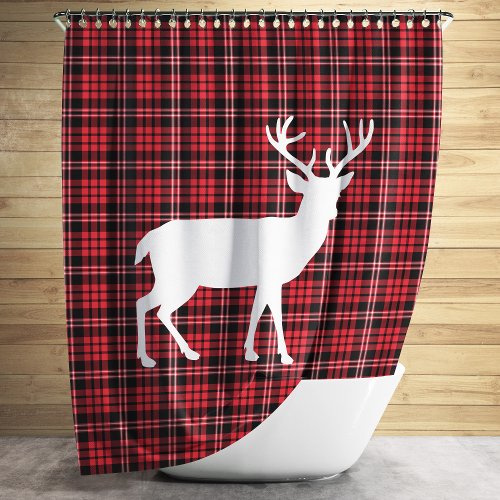 Rustic Red Plaid Christmas Shower Curtain