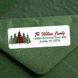 Rustic Red Plaid Christmas Trees Return Address Label<br><div class="desc">This rustic holiday return address label features trendy red plaid and green Christmas trees above your message Merry Christmas. A cute and traditional look that is currently in style again,  these festive labels are perfect for a family who likes a classic and nostalgic design.</div>