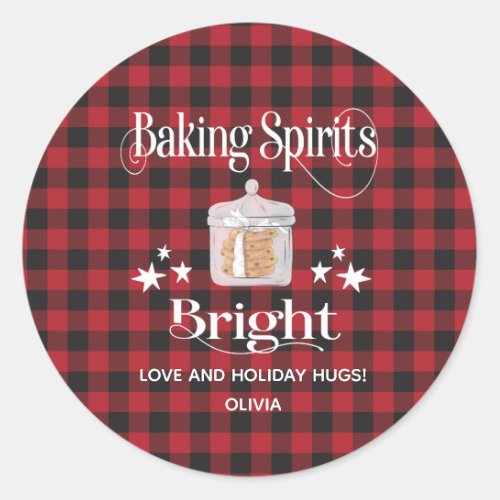 Rustic Red Plaid Cookies Holiday Baking Classic Round Sticker