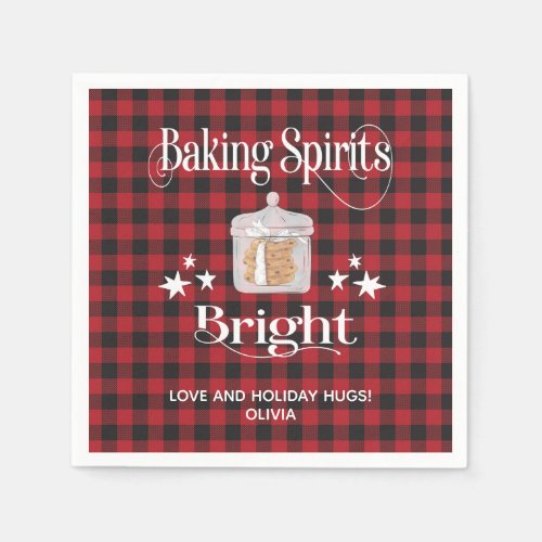 Rustic Red Plaid Cookies Holiday Baking Party Napkins