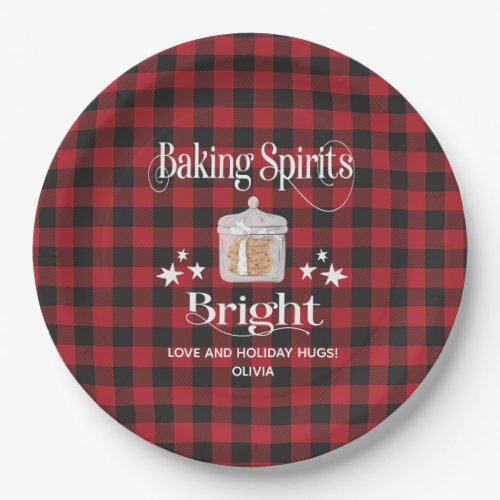 Rustic Red Plaid Cookies Holiday Baking Party Paper Plates