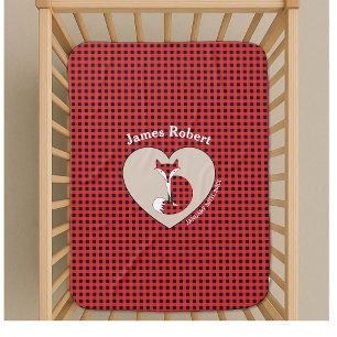 Rustic Red Plaid Fox Custom Baby Blanket
