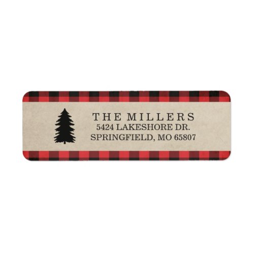 Rustic Red Plaid Holiday Address Labels