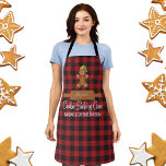 Rustic Red Plaid Holiday Baking Apron<br><div class="desc">A wonderful rustic red plaid check graphic design for your holiday cookie and baking! Cute gingerbread man with festive hat and bell. Modern typography reads: Cookie Baking Crew, Baking and Tasting Division. Add your crew name to the rolling pin! Monogram with your name, friends, name, grandkids, grandma, mom or other...</div>