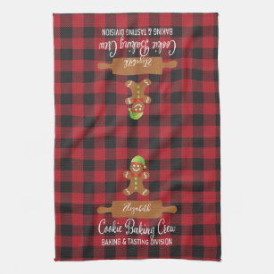 Rustic Red Plaid Holiday Baking Monogrammed Kitchen Towel
