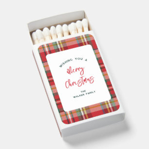 Rustic Red Plaid Merry Christmas Family Swag Matchboxes