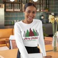 Rustic Red Plaid Merry Christmas Long Sleeve