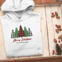 Rustic Red Plaid Merry Christmas Trees Custom