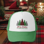 Rustic Red Plaid Merry Christmas Trees Custom Trucker Hat<br><div class="desc">This custom rustic holiday hat features trendy red plaid and green Christmas trees above your message Merry Christmas. A cute personalized and traditional look that is currently in style again,  this festive gift is perfect for a family reunion. Classic and nostalgic design.</div>