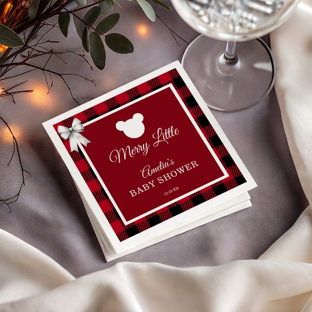 Rustic Red Plaid Merry Little Baby Shower Napkins (Creator Uploaded)