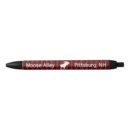 Rustic Red Plaid Moose Alley Pittsburg NH Black Ink Pen