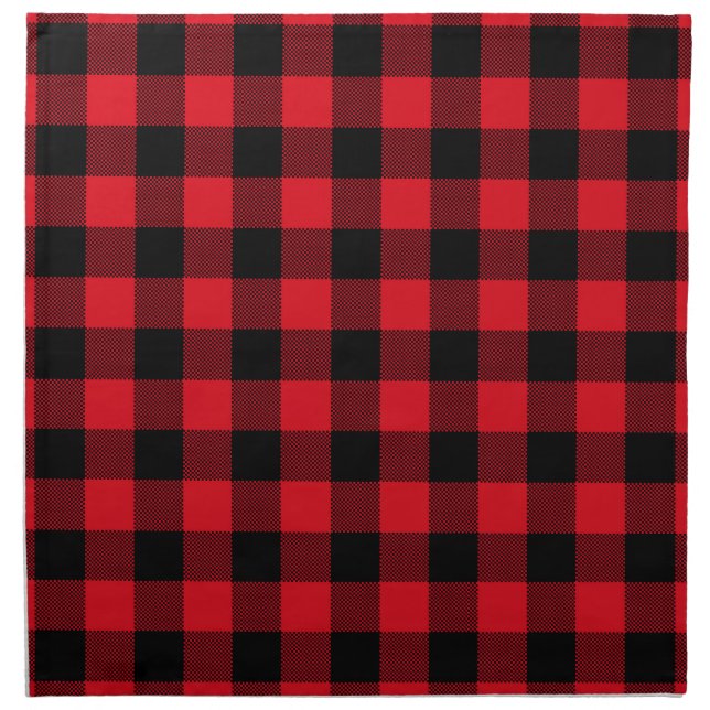 Rustic Red Plaid Pattern Holiday Cloth Napkin (Front)