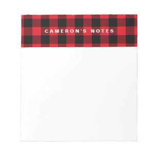 Rustic Red Plaid Pattern Personalized Notepad