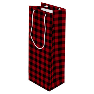 Rustic Red Plaid Pattern Wine Gift Bag