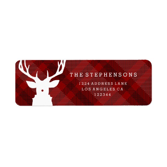 Rustic Red Plaid | Reindeer Address Labels (Front)