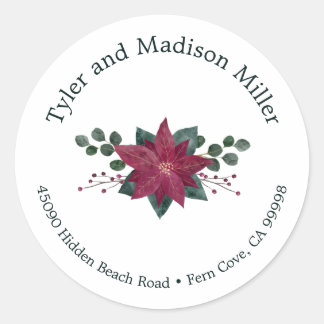 Rustic Red Poinsettia Bloom Holiday Envelope Seal