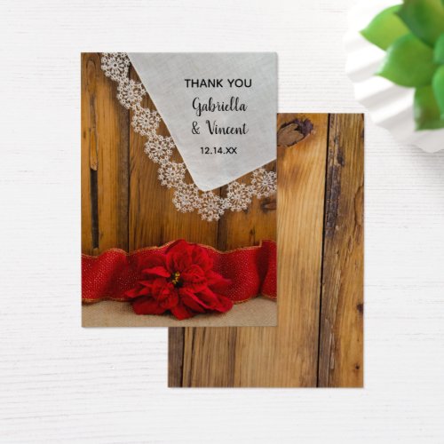 Rustic Red Poinsettia Winter Wedding Favor Tags