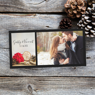 Rustic Red Poinsettia Winter Wedding Thank You Card