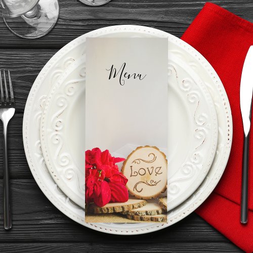 Rustic Red Poinsettia Woodland Winter Wedding Menu