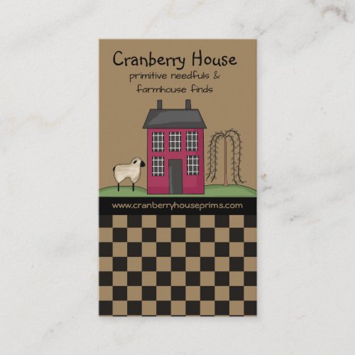 Rustic Red Primitive Saltbox House Country Busines Business Card
