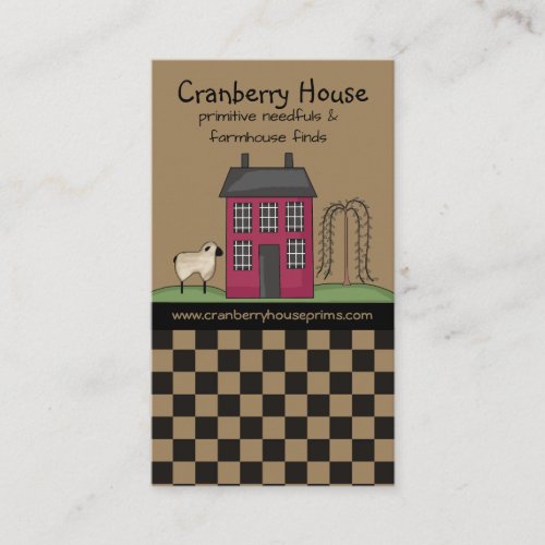Rustic Red Primitive Saltbox House Country Busines Business Card