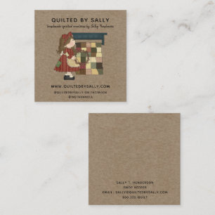 RUSTIC RED PRIMITIVE SALTBOX HOUSE COUNTRY KRAFT SQUARE BUSINESS CARD