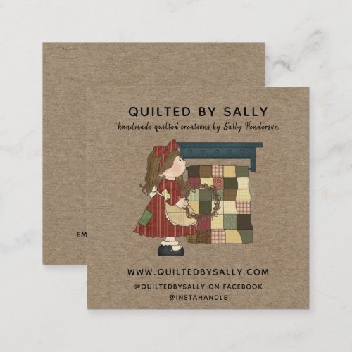 RUSTIC RED PRIMITIVE SALTBOX HOUSE  COUNTRY KRAFT SQUARE BUSINESS CARD