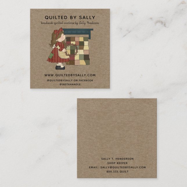RUSTIC RED PRIMITIVE SALTBOX HOUSE  COUNTRY KRAFT SQUARE BUSINESS CARD (Front/Back)