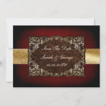 rustic red regal save the date announcement