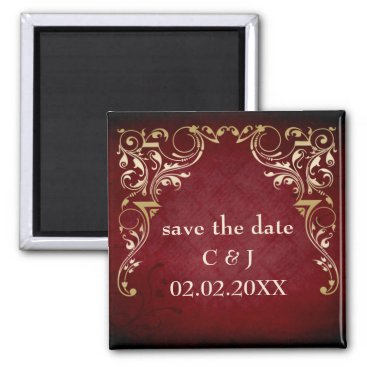 rustic red regal save the date magnets