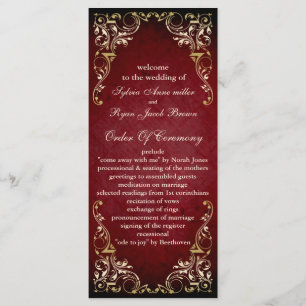 rustic red regal wedding program
