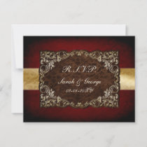 rustic red regal wedding rsvp cards