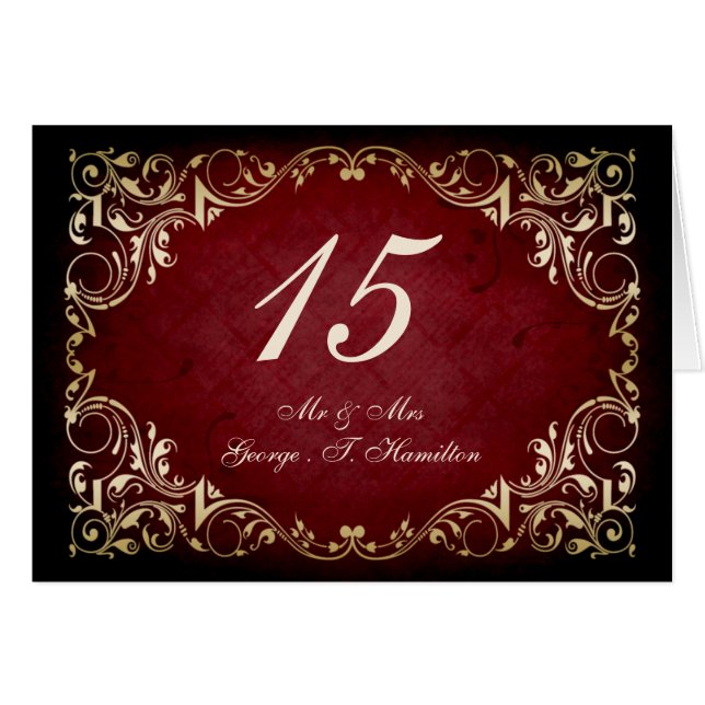 rustic red regal wedding table seating card (Front Horizontal)