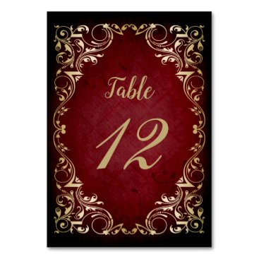 rustic red regal winter wedding  table number