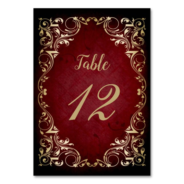 rustic red regal winter wedding  table number (Front)