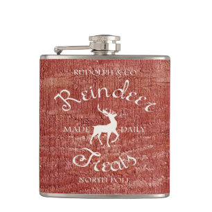 Rustic Red Reindeer Treats Christmas Flask