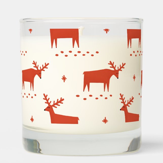 Rustic Red Reindeer | Winter Woodland Christmas Scented Candle (Front)