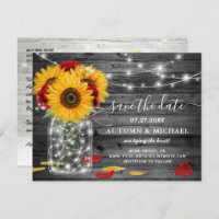 Rustic Red Rose Sunflower Wedding Save the Date