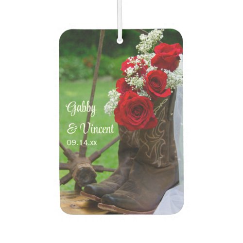 Rustic Red Roses and Cowboy Boots Country Wedding Car Air Freshener