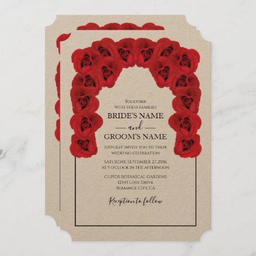 Rustic Red Roses Wedding Invitations