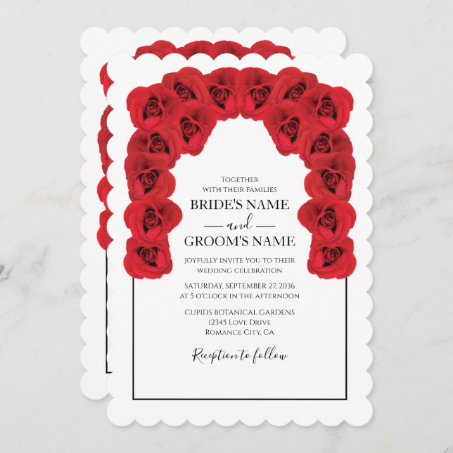 Rustic Red Roses Wedding Invitations (Front/Back)