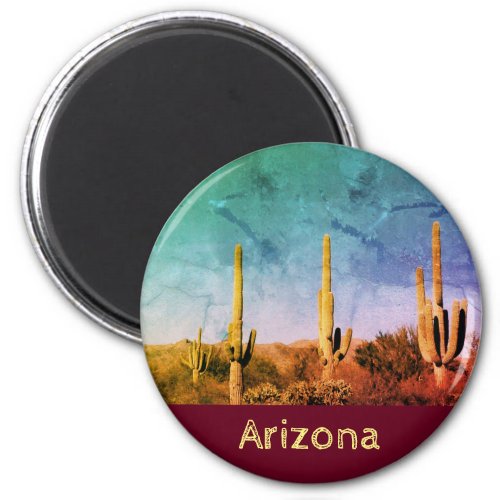 Rustic Red Saguaro Cactus Arizona Magnet