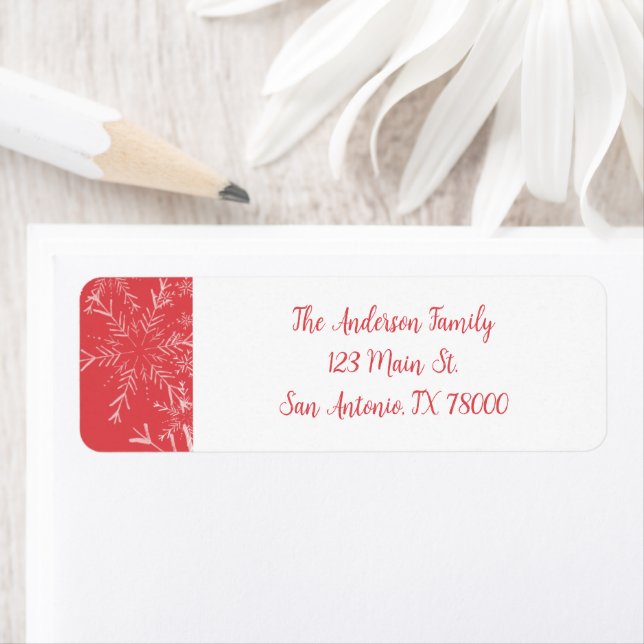 Rustic Red Snowflake Return Address Label (Insitu)