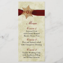 rustic red snowflakes winter wedding menu