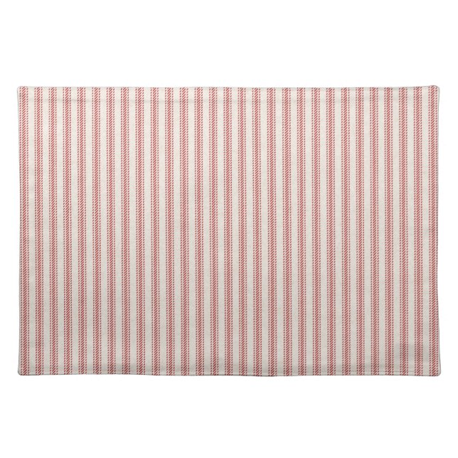 Rustic Red Striped French Ticking Cloth Placemat (Front)