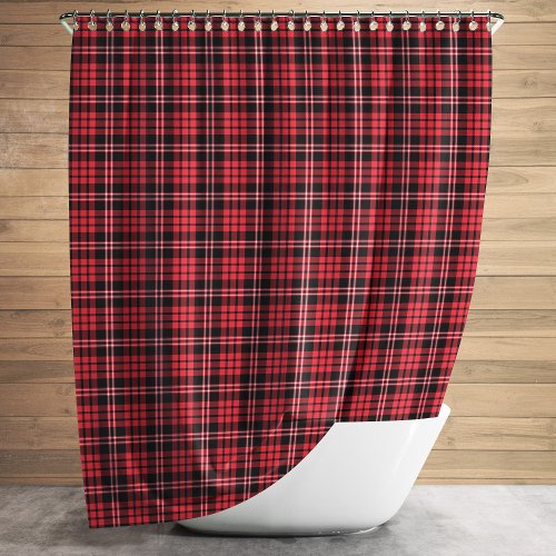 Rustic Red Tartan Plaid Pattern Shower Curtain